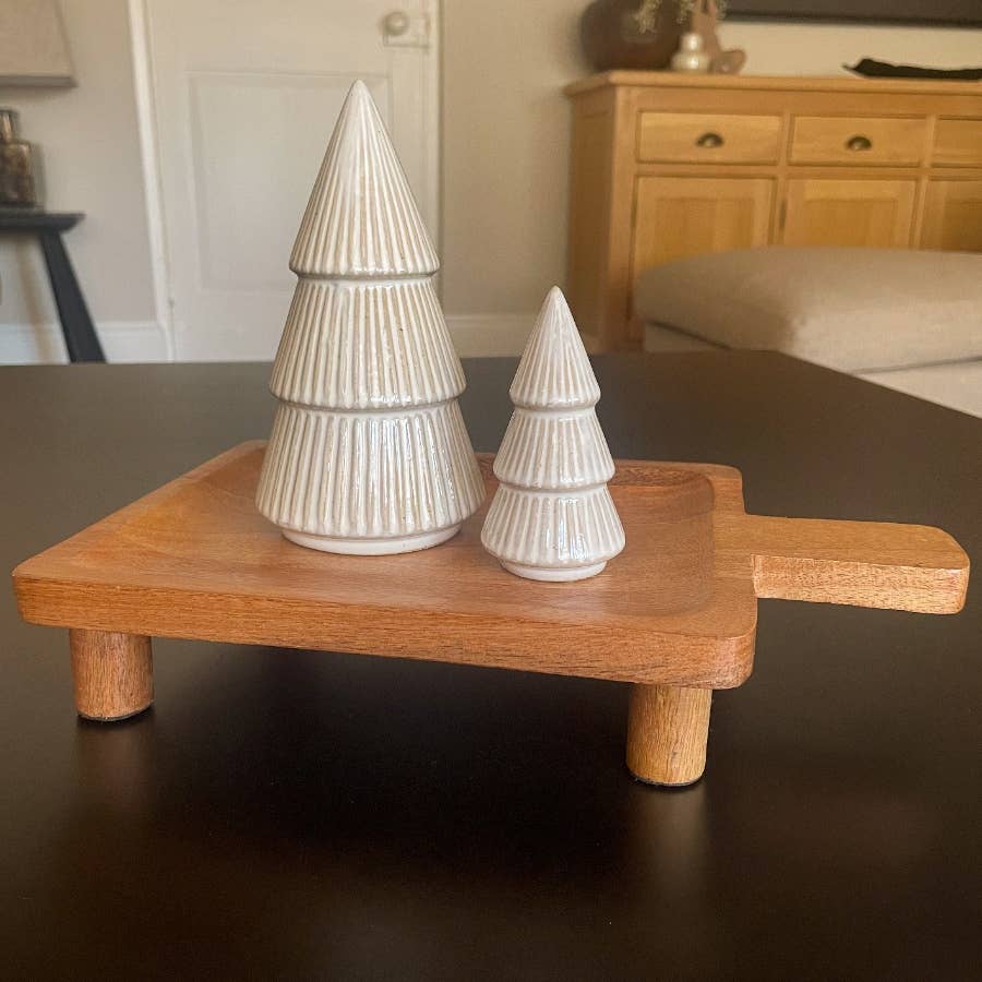 Wooden Tray W/Feet, 30cm