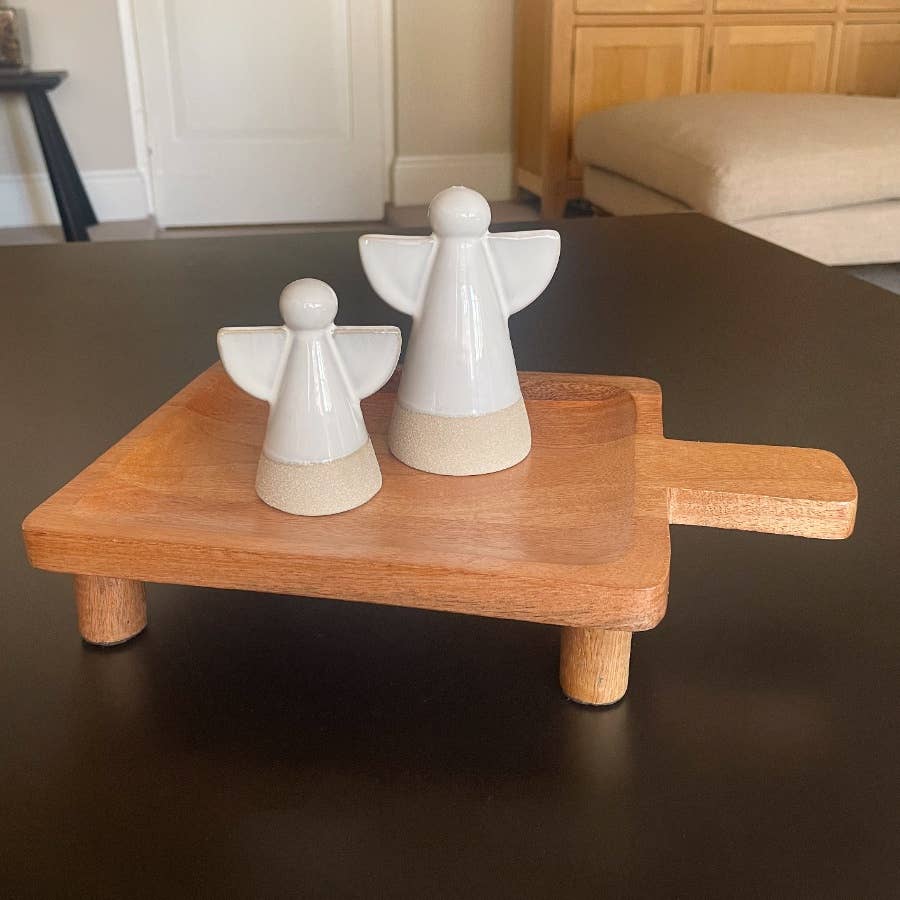 Wooden Tray W/Feet, 30cm