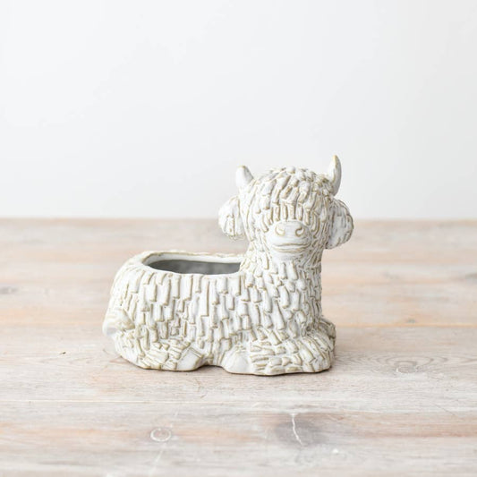 Laying Down Highland Cow Planter, 14.7cm