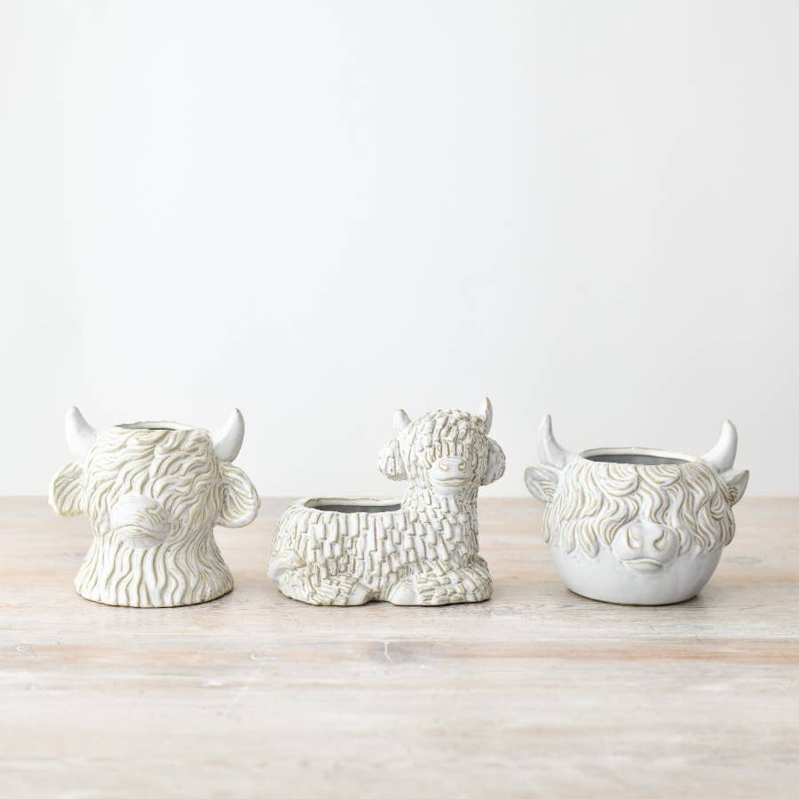 Laying Down Highland Cow Planter, 14.7cm