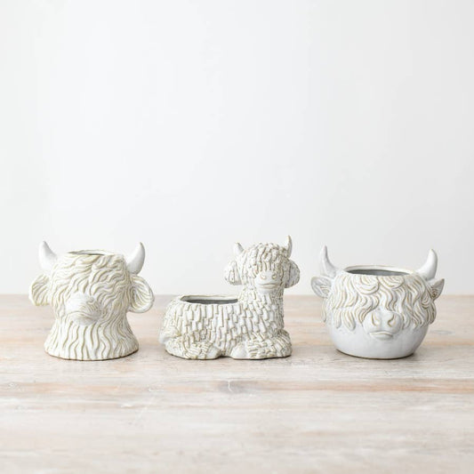 Laying Down Highland Cow Planter, 14.7cm